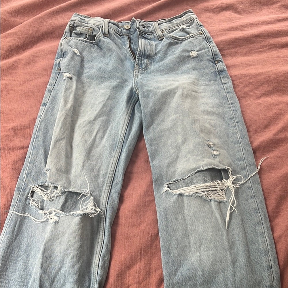 Arizona Jean Company Blue Boyfriend Jeans Distressed